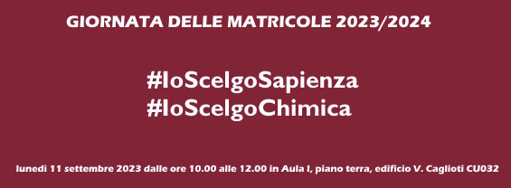 giornata delle matricole 23/24 scienze chimiche sapienza