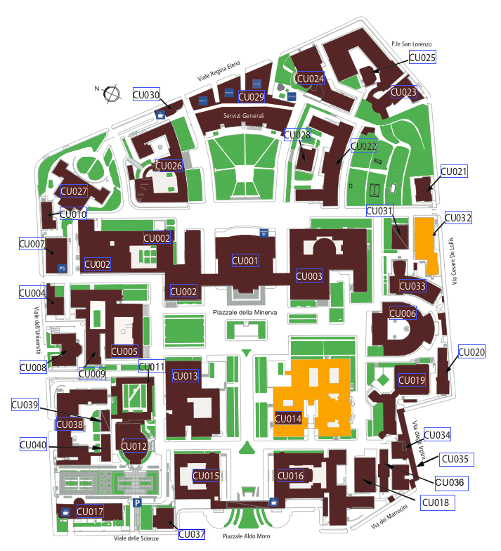 Edifici di Chimica sulla piantina della Città Universitaria